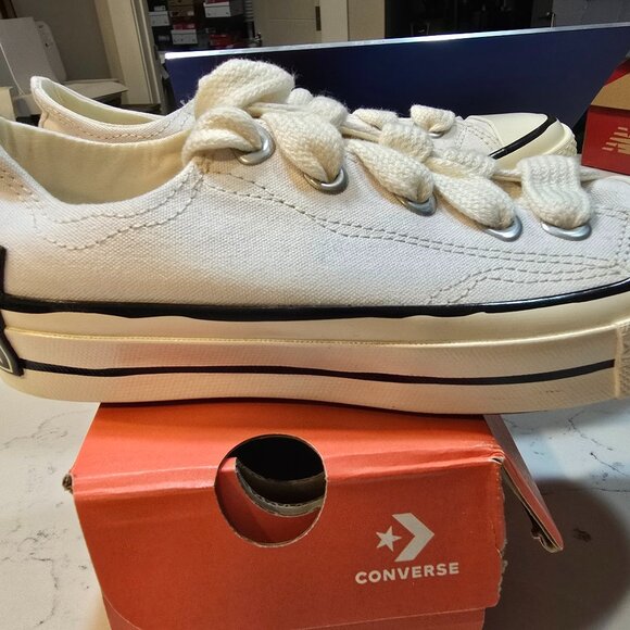 New Converse Chuck 70 Sketch Low White Black Casual Sneakers Womens Size 7 SHOES - Picture 1 of 13
